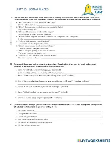 Reported questions and orders