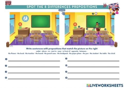 Spot the differences prepositions of place