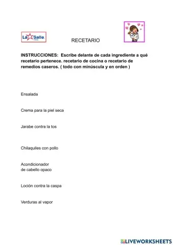 Recetario de cocina y recetario de remedios caseros