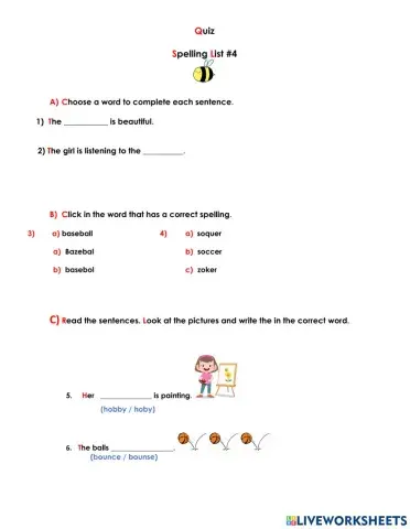 Spelling quiz 4