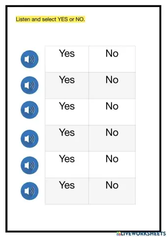 Places listening Yes or No