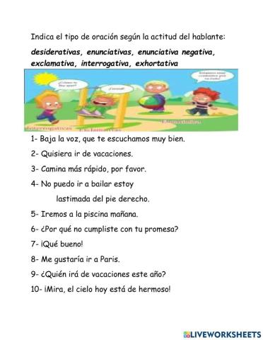 Oraciones según la actitud del hablante