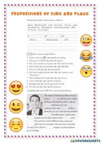 Prepositons of time and place