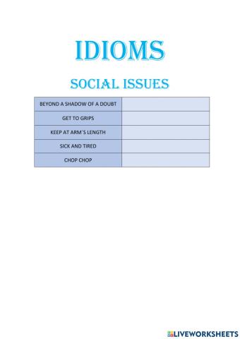 Idioms social issues