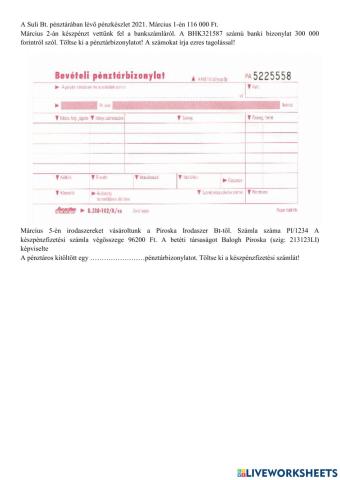 Pénztári műveletek