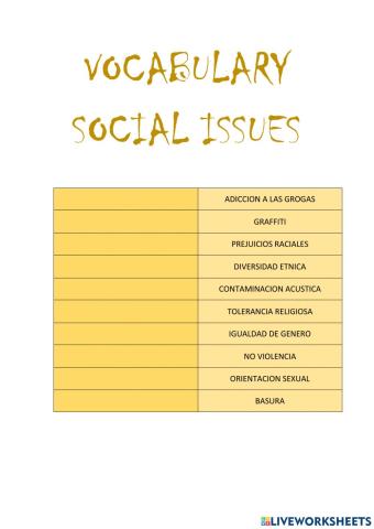 Vocabulary social issues