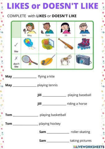 LIKES or DOESN'T LIKE