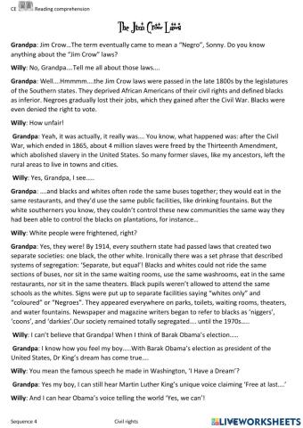 CE Jim Crow law dialogue