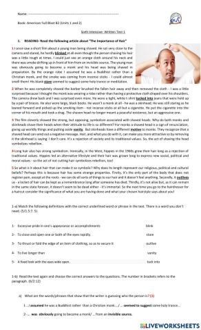 TEST 1- 6TH INTENSIVE