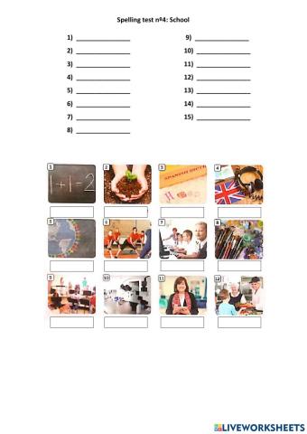 Spelling test nº4: School
