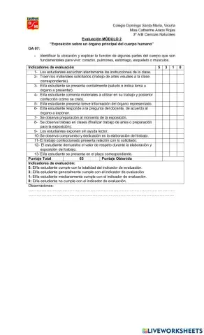 Evaluación Ciencias Naturales MÓDULO 2
