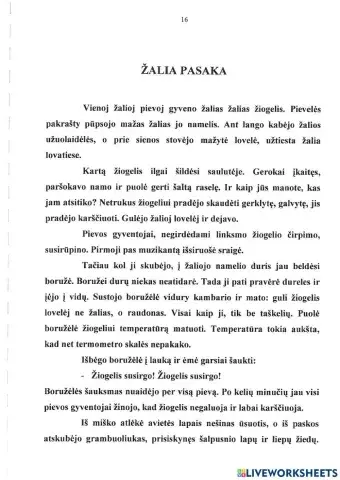 Teksto suvokimas 1 kl.