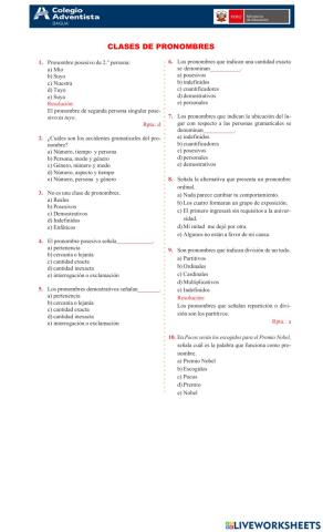 Clases de pronombres