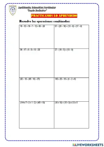 Operaciones combinadas adiciones y sustracciones