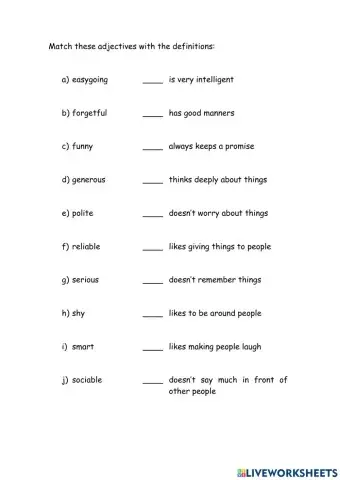 Adjectives definitions