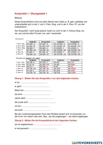 Konjunktiv I - Übungsblatt 1