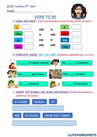 Personal pronouns and verb to be