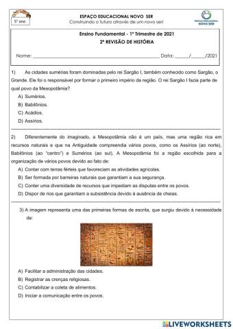 Mesopotâmia - atividade de revisão 2