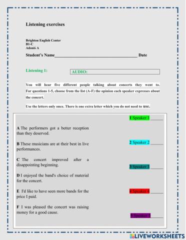 Listening exercise b1