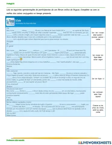Forum de apresentação online