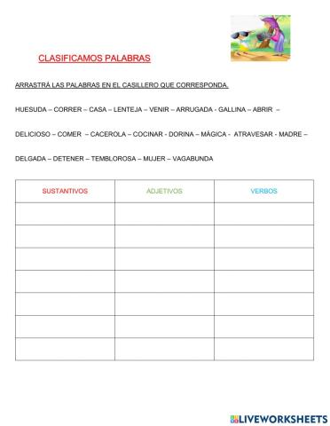 Clasificación de palabras