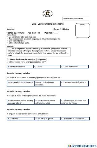 Prueba lenguaje prudencia