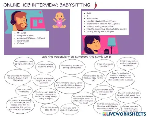 Online job interview babysitting