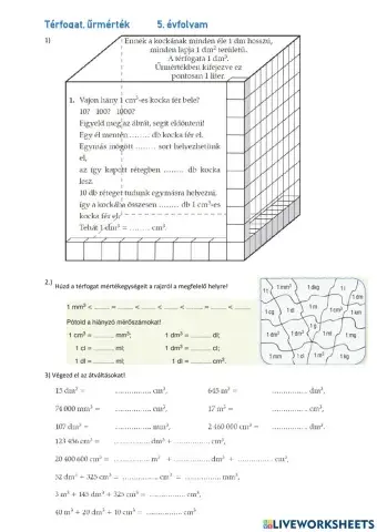 Térfogat, űrtartalom mértékegységei 5.évfolyam