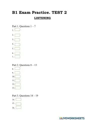 B1 PLUS. TEST 2. Listening Test