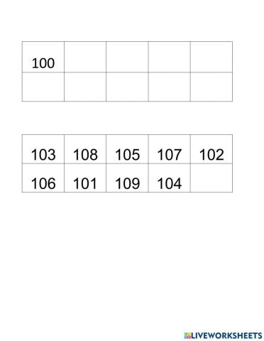 Números 100 al 110