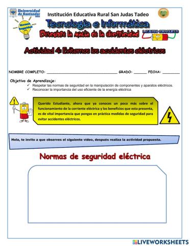 Actividad 4: Evitemos los peligros eléctricos