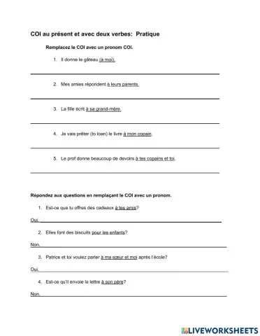 COI au présent et avec deux verbes