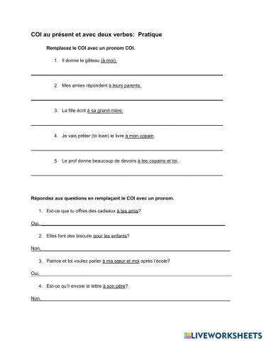 COI au présent et avec deux verbes