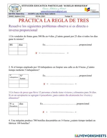 Regla de tres inversa y directa