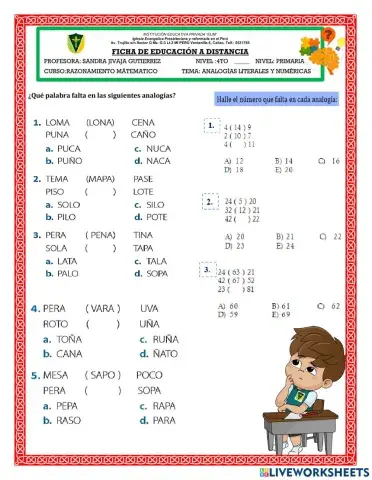 Analogías numéricas y literales
