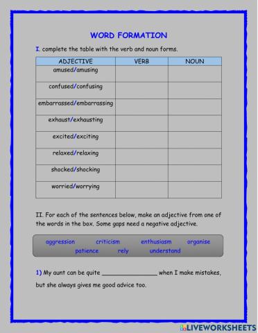 Word formation exercise