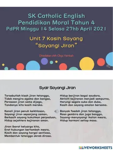 Pendidikan Moral Tahun 4 Unit 7 Sayangi Jiran