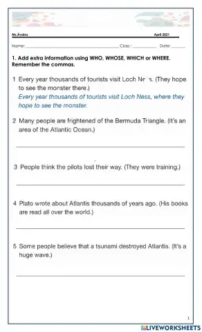 1º medio. unit 5c. non definig relative clauses