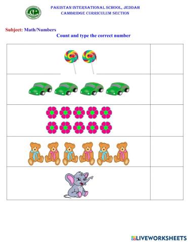 Count and type the correct number