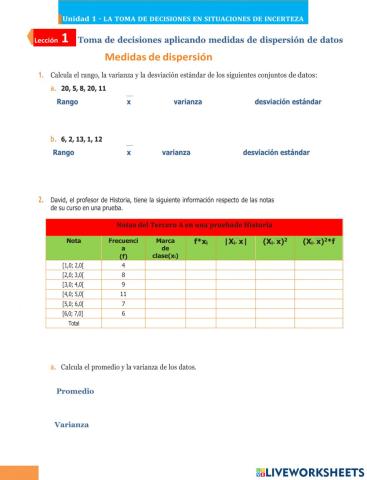 Toma de decisiones aplicando medidas de dispersión