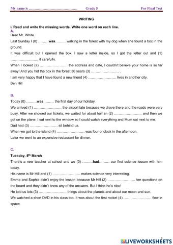 Writing HKII G5 20-21