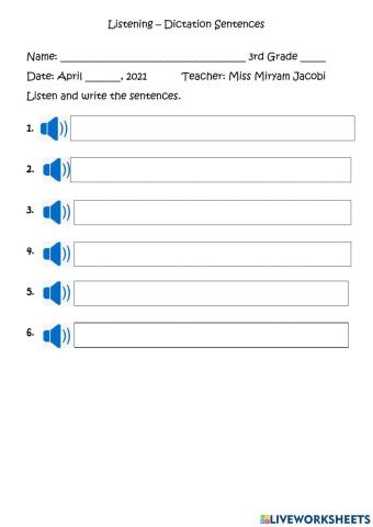 Listening - Dictation Spelling Sentences