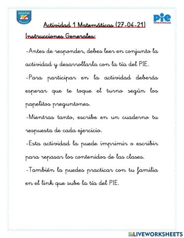 Actividad 1 Matemáticas
