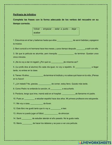 Perífrasis de infinitivo