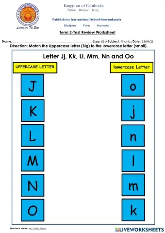 Alphabet letter (Jj to Oo)