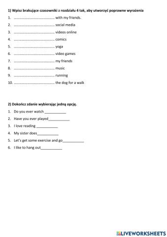 Free time activities link 7 unit 4