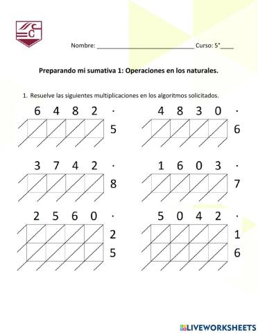 Multiplicaciones con celosía y algoritmo tradicional