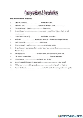Comparative vs superlative
