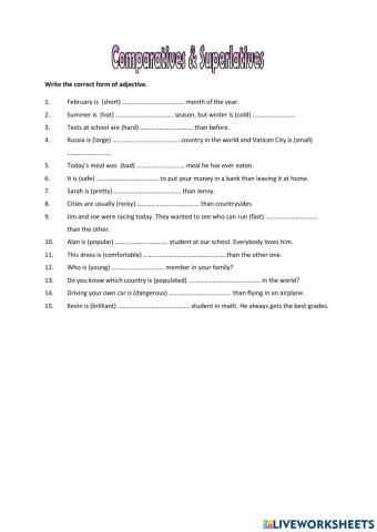 Comparative vs superlative