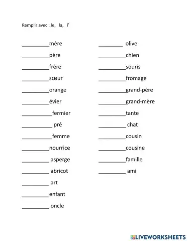 Les articles définis le, la, l'